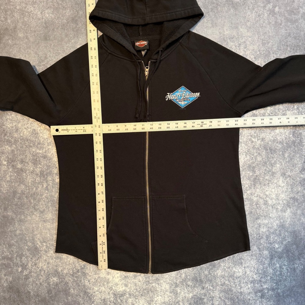 Harley Davidson Womens XL Full Zip Hoodie Black Indywest Plainfield IN - Picture 6 of 8